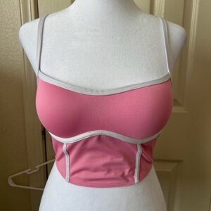 SHEIN Pink and White Trim Camisole Bra Top
